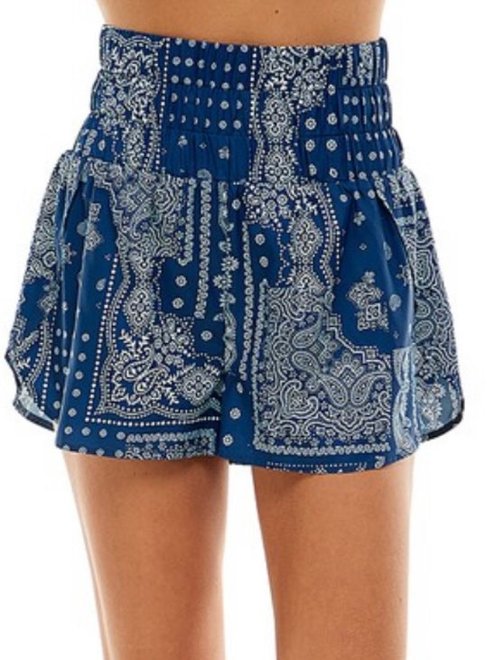 Navy Paisley Short Pant Set