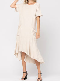 Linen Tie Back Midi Dress