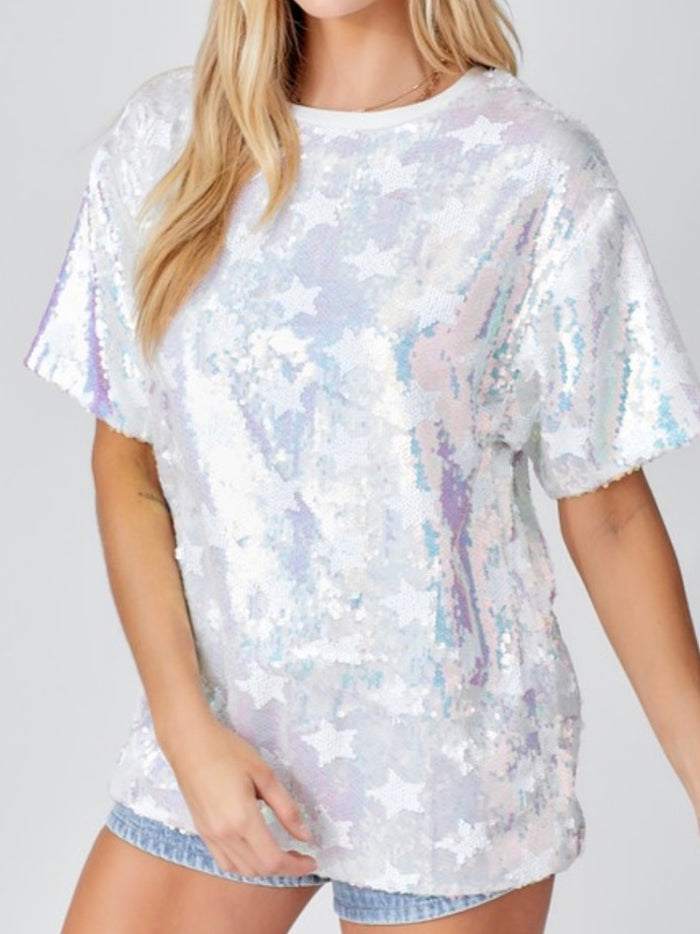 Ivory Sequin Star Tee