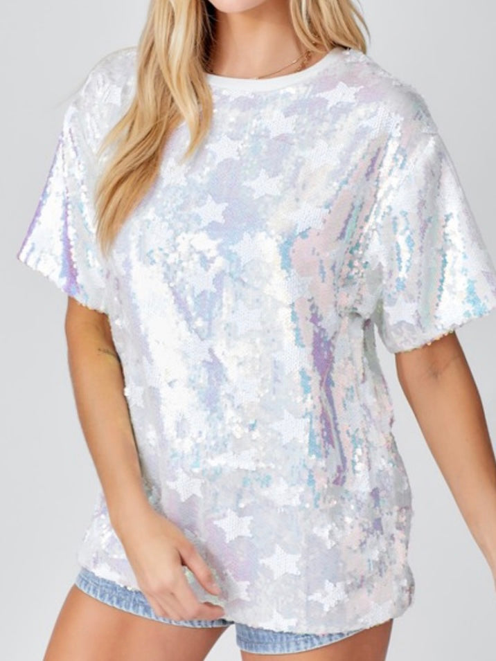 Ivory Sequin Star Tee