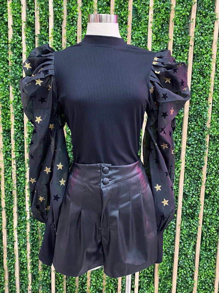 Gold Star Balloon Sleeve Top