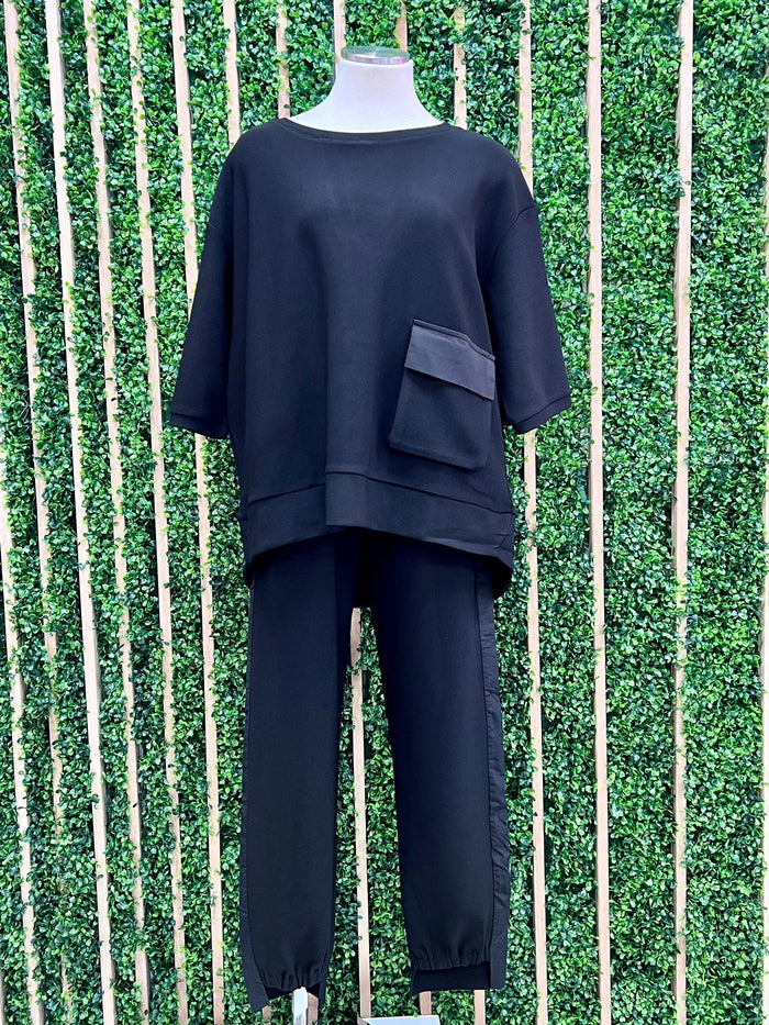 Exquisite Black Trim Pant Set