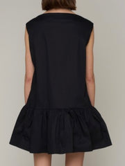 Exquisite Black Drop Waist Short Dress