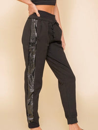 Faux Leather Side Panel Jogger Set