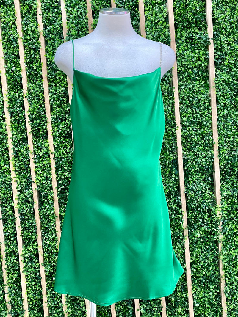 Rhinestone Strap Satin Short Dress