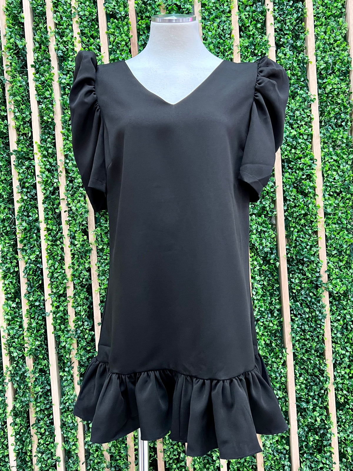 Short V Neck Ruffled Drop Waist Dress