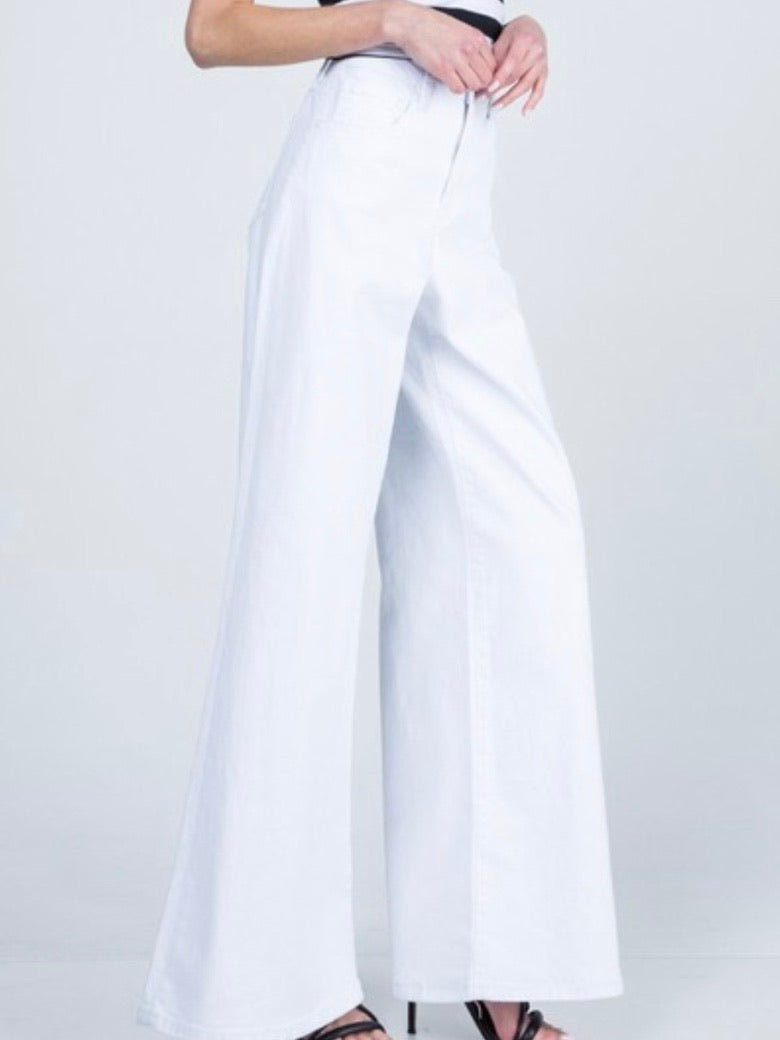 White Wide Leg Palazzo Denim