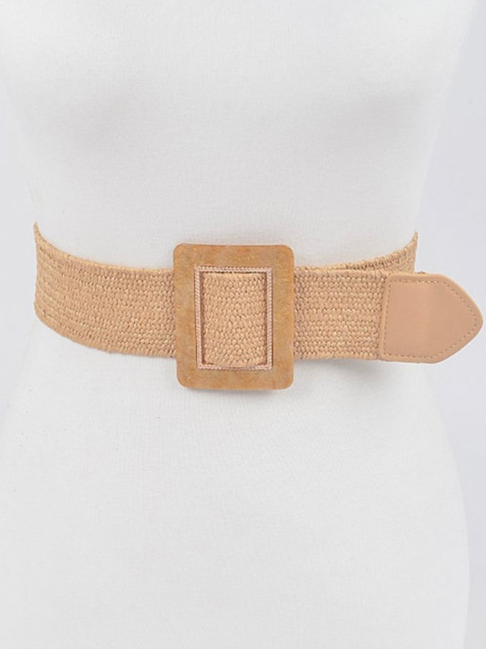 Square Buckle Straw Belt