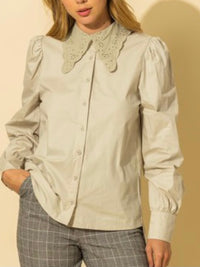 Sage Embroidered Collar Blouse