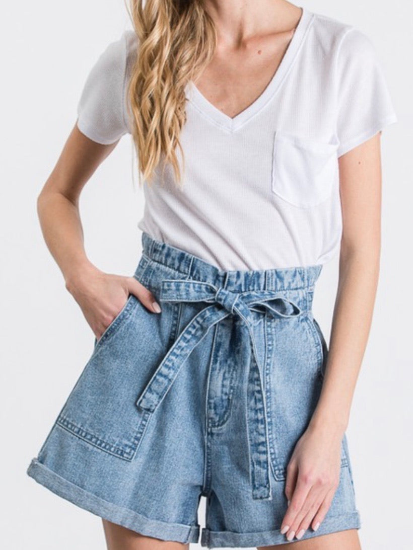 High Waist Denim Short