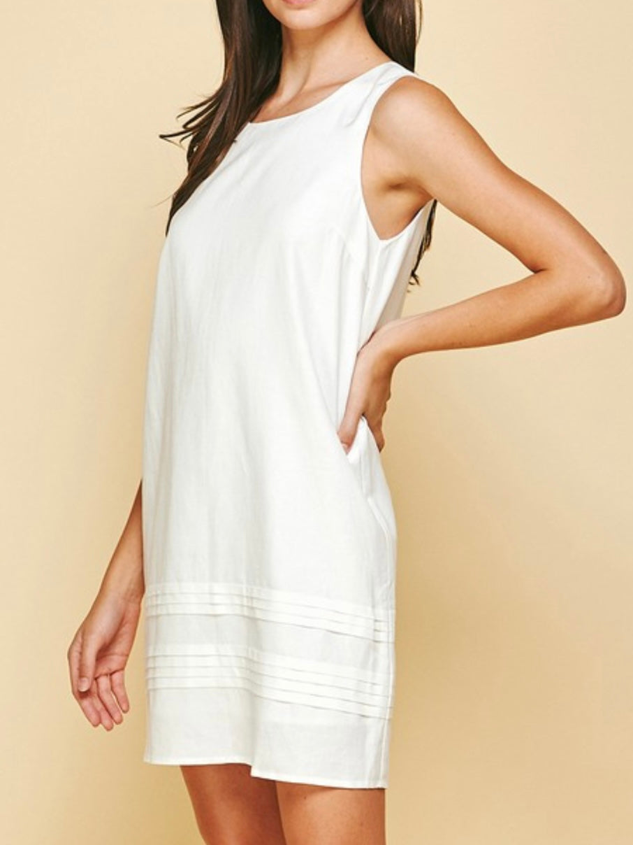 Linen Detail Short Shift Dress