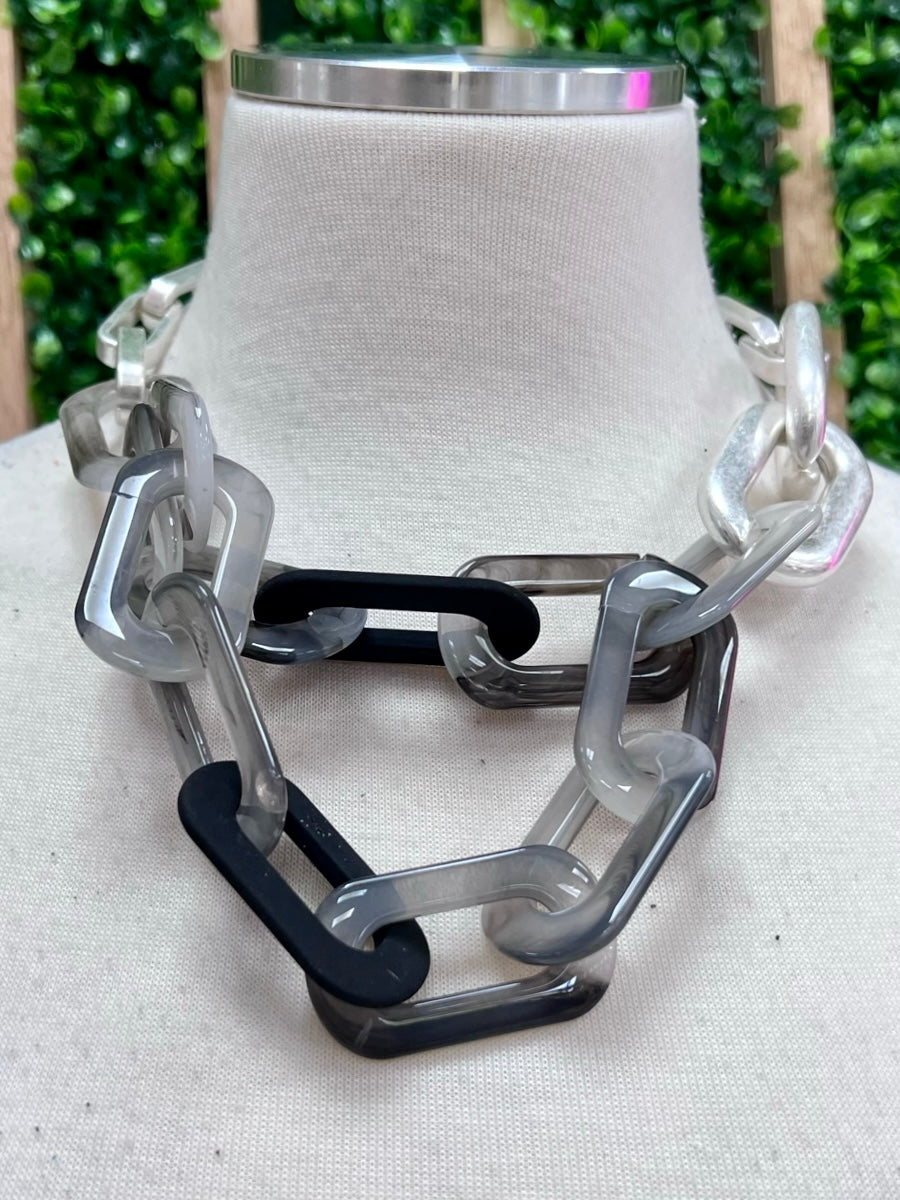 Grey Marble Resin Necklace