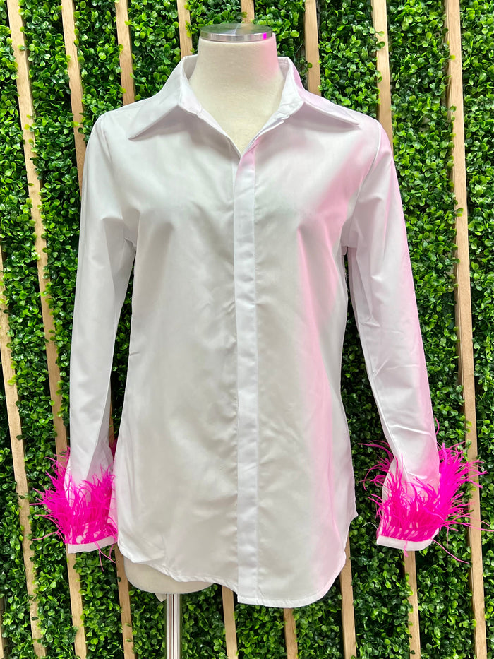 Pink Removable Feather Blouse
