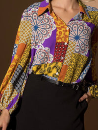 Purple Paisley Print Blouse