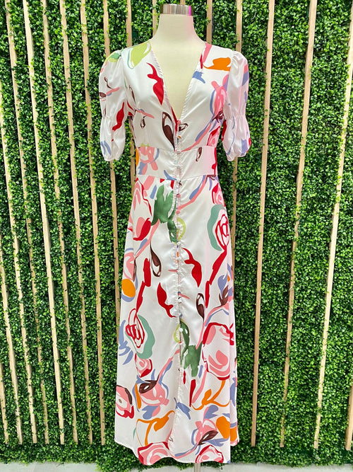 Abstract Floral Maxi Dress