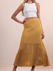 Boho Chic Knit Midi Skirt