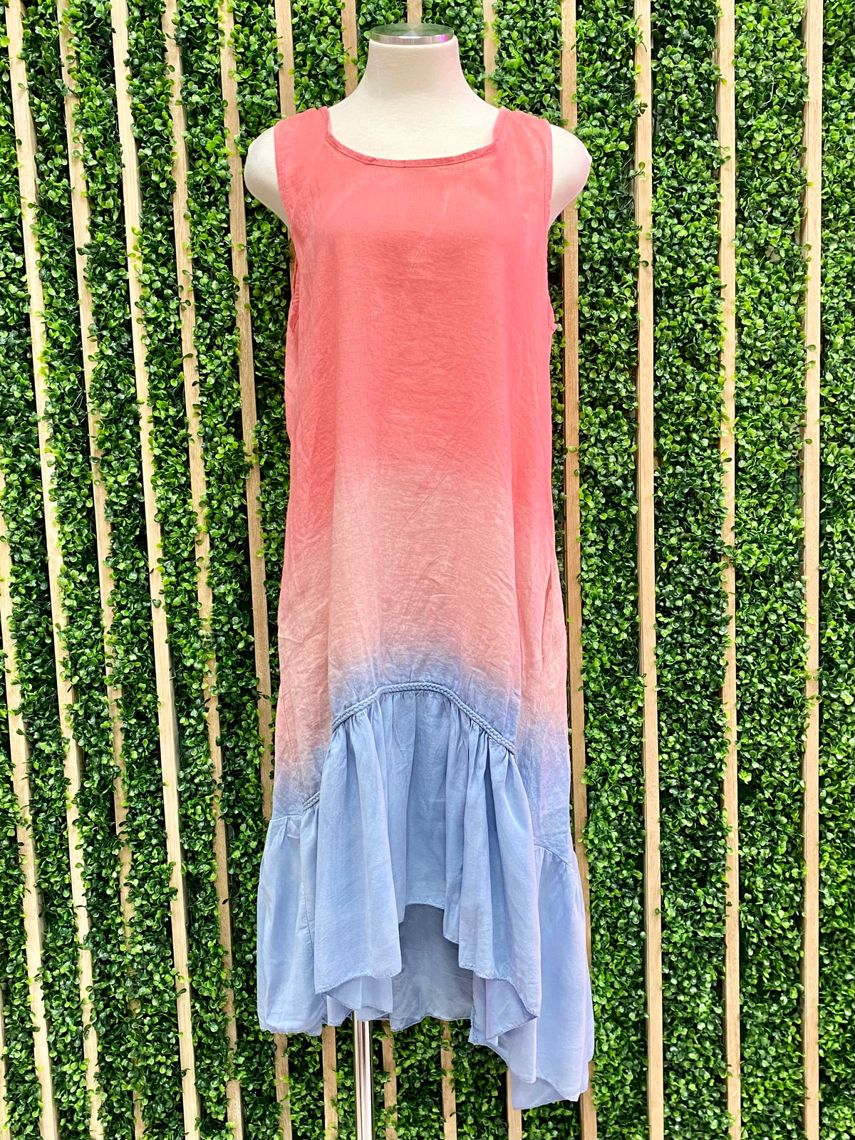 Ombre Hi Lo Linen Sleeveless Dress