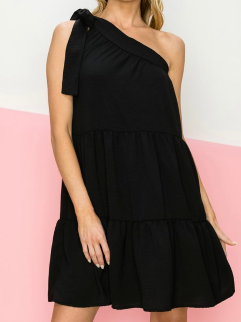 One Shoulder Tiered Short Dress