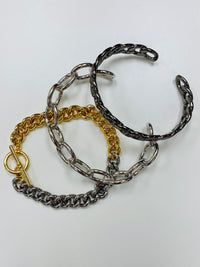 Le Curb Two Tone Bangle Set