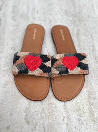 Heart Embellished Slippers