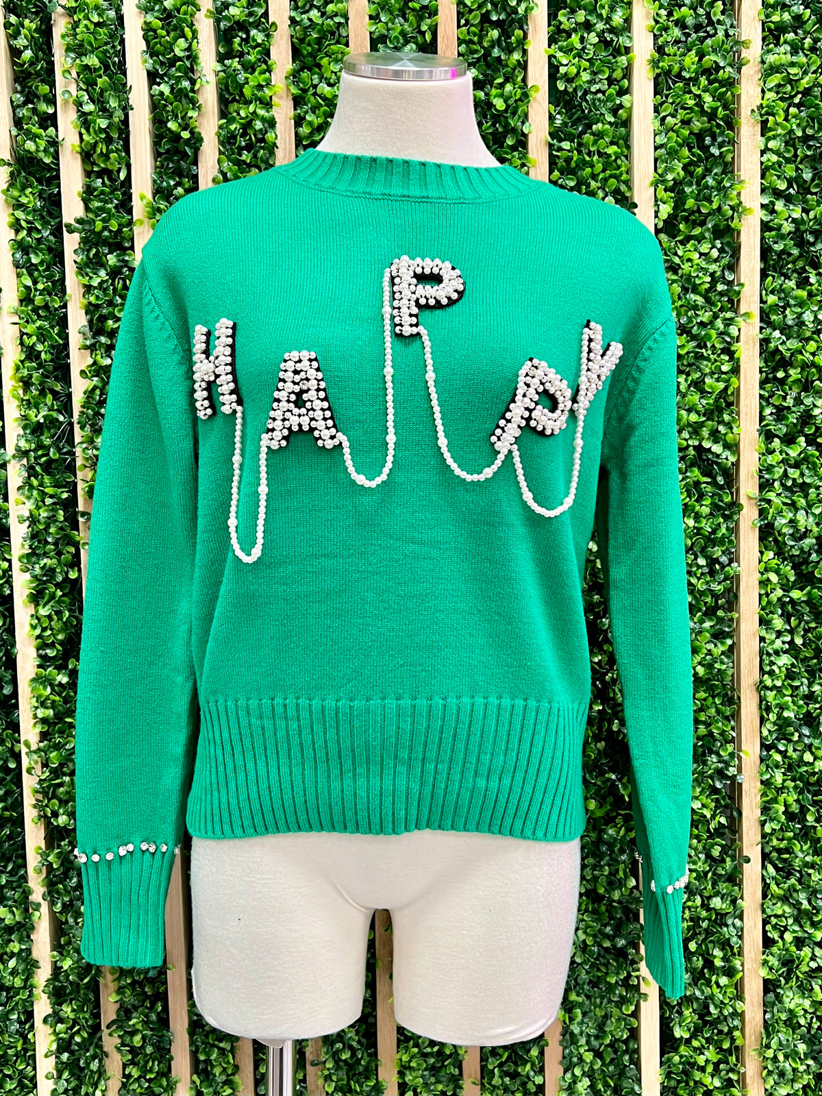 Green Happy Sweater