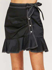 Black Stitch Detail Short Skirt