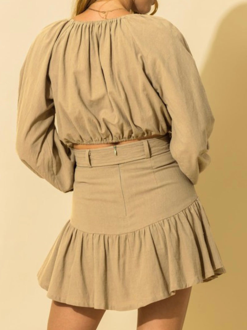 Puff Sleeve Top Skirt Set