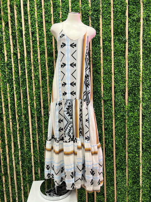 Exquisite Aztec Print Sleeveless Maxi Dress