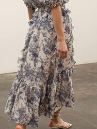 Floral Ruffled Midi Skirt