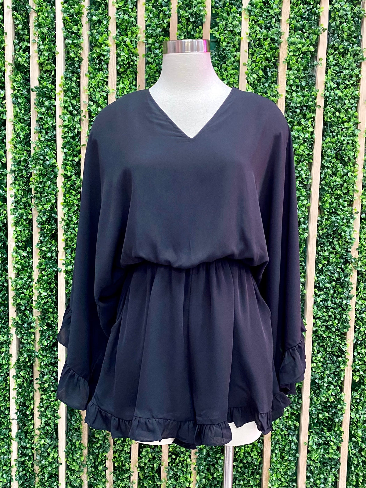 Black Ruffled Romper