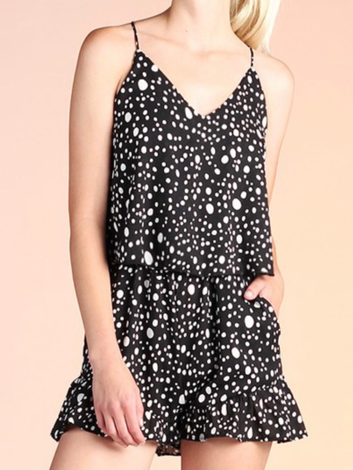 Black Polka Dot Romper