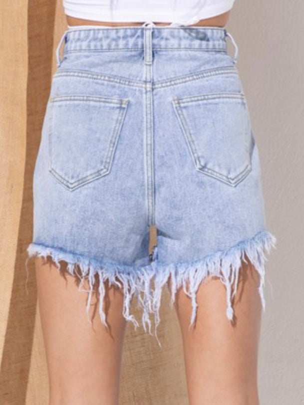 Rhinestone Drape Denim Short