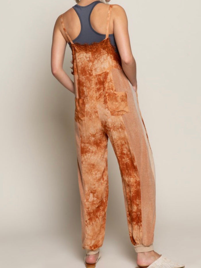 Tie Dye Color Block Jogger Jumpsuit