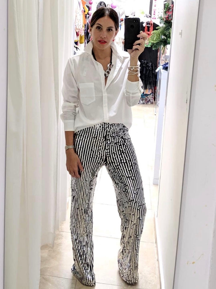 Silver Sequin Palazzos