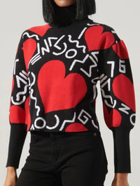 Red Heart Fun Print Sweater