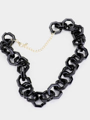 Black Acetate Link Necklace