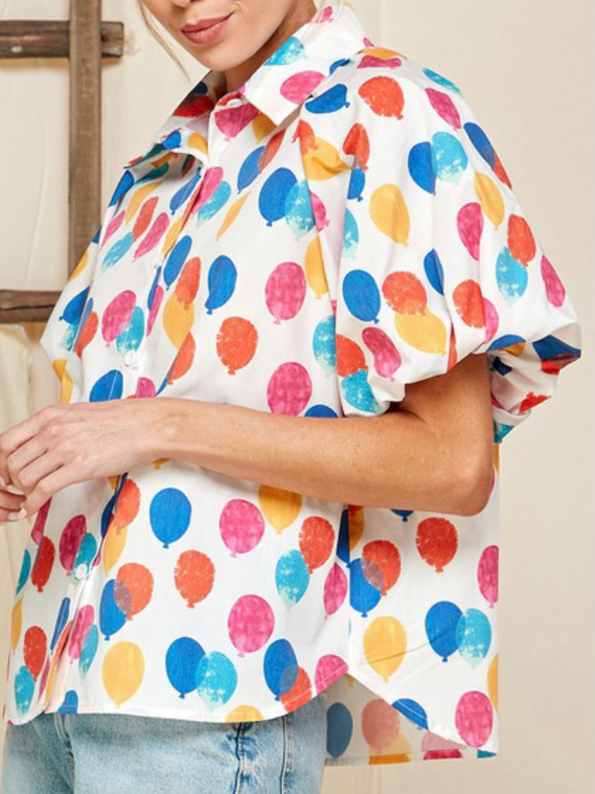 Balloon Print Blouse