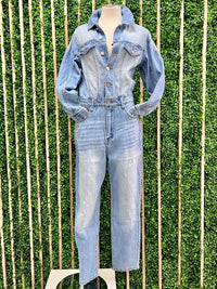 High Waist Flap Pocket Button Up Jumpsuit