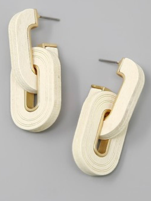 Wood Oval Drop Earrings