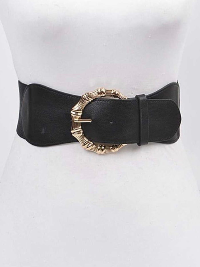 Gold Bamboo Buckle Elastic Belt