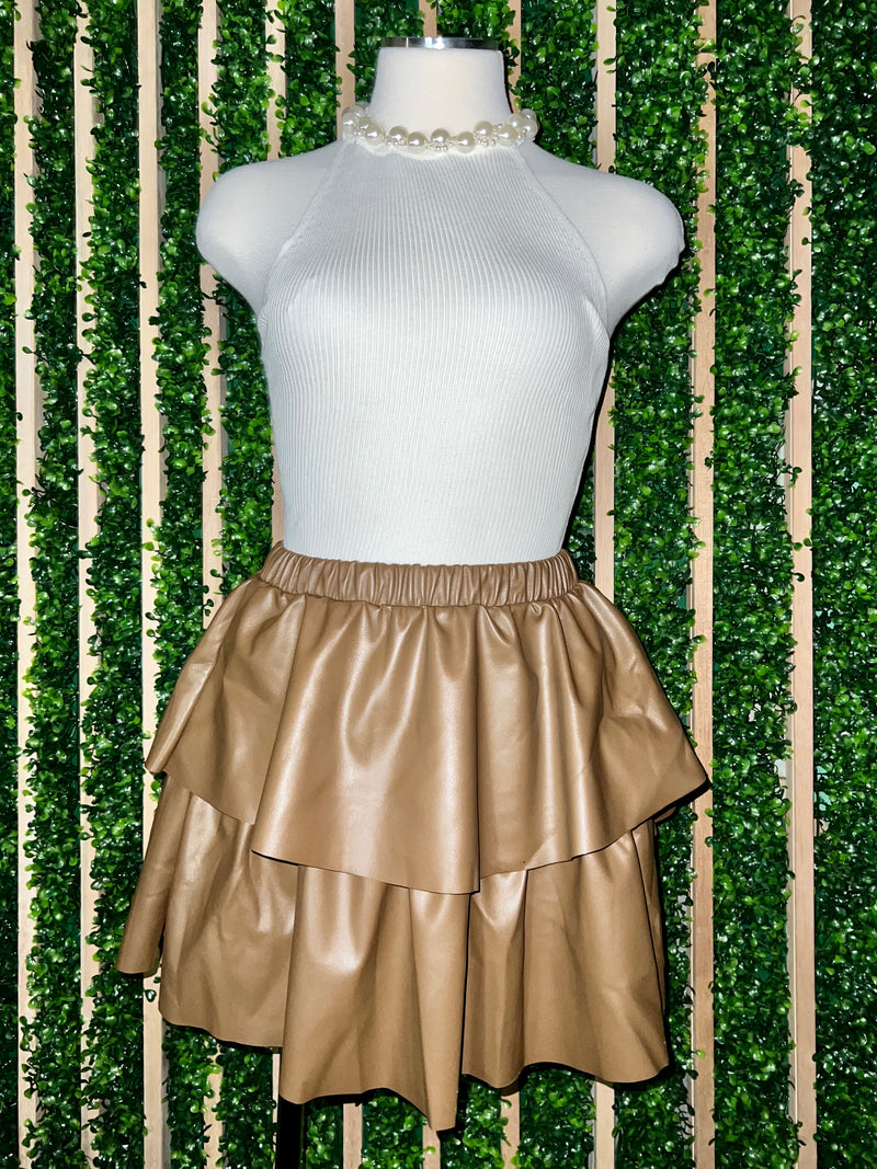 Pleather Ruffled Short Skirt