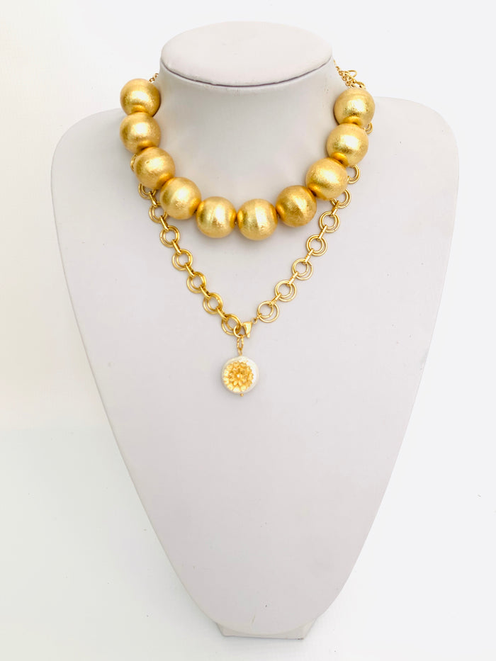 Floral Pearl Charm Necklace