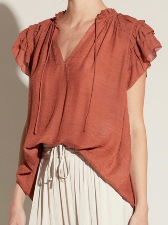 Clay Ruffle Sleeve Blouse