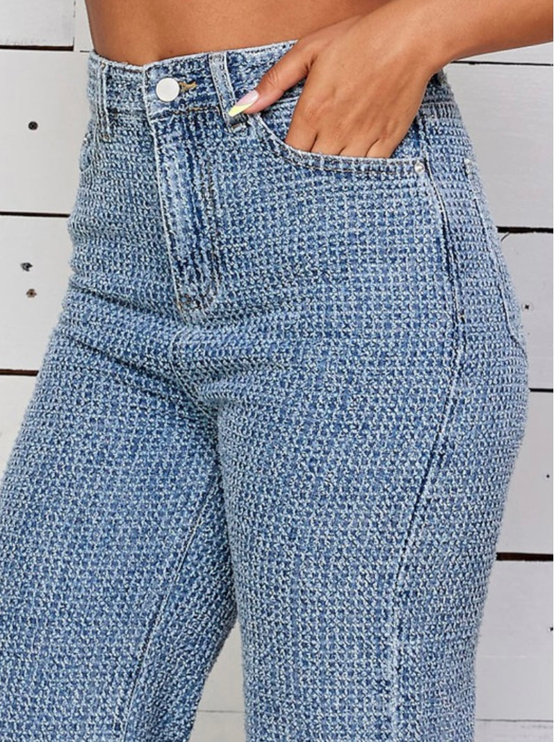 Straight Leg Textured Denim