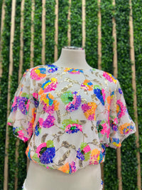 Multi Floral Sequin Top