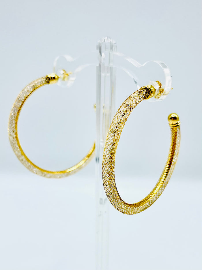 Crystal Detail Mesh Hoops