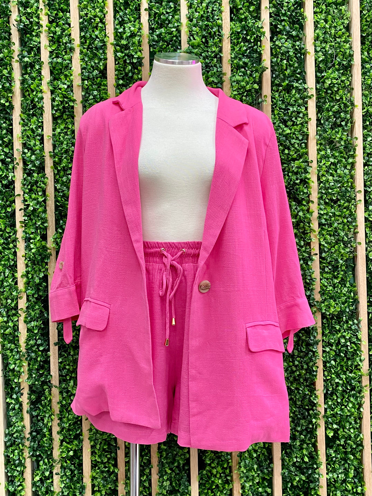 Hot Pink Linen Blazer Set