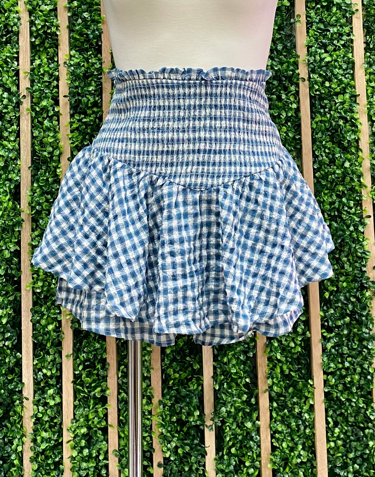 Navy Gingham Skort