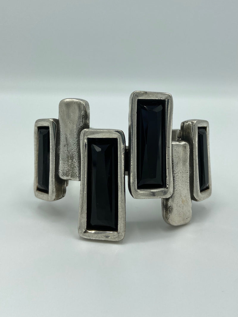 Black Rectangle Stones Cuff