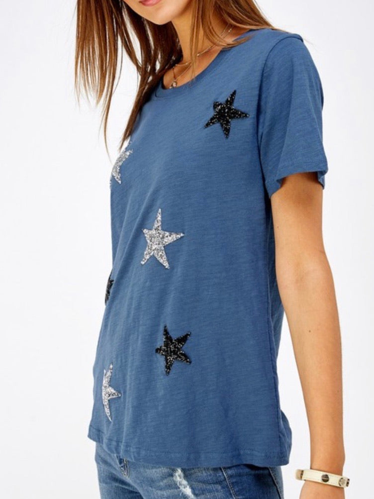 Gliiter Star Patched Top